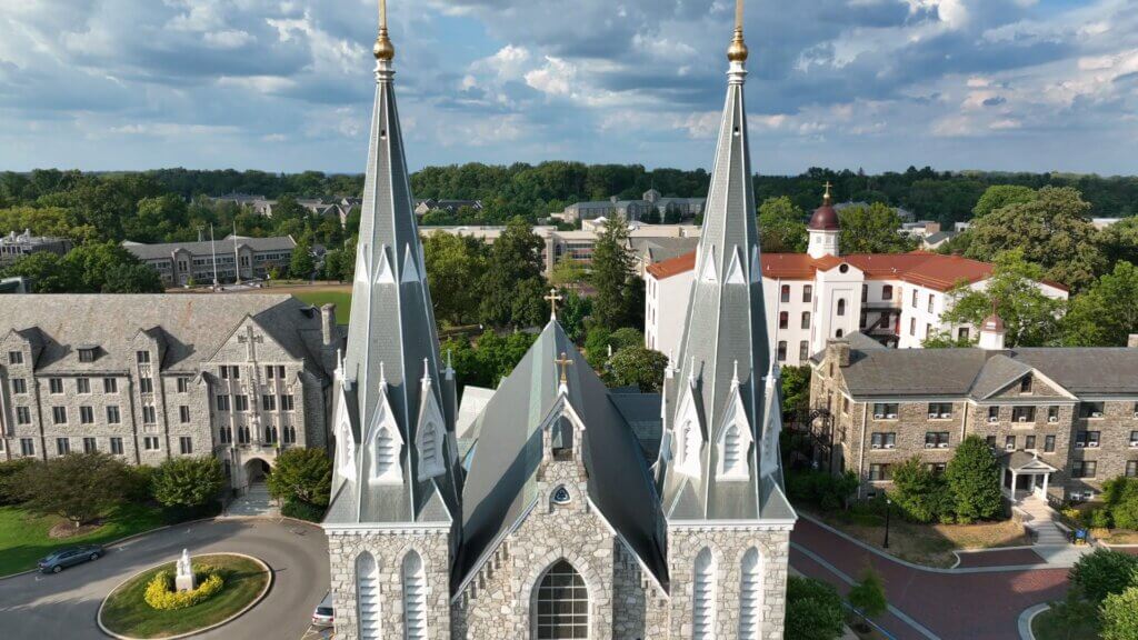 Aerial view of the Villanova University campus.